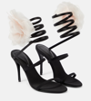 Magda Butrym Silk-organza Pink Flower Heel Sandals In Black
