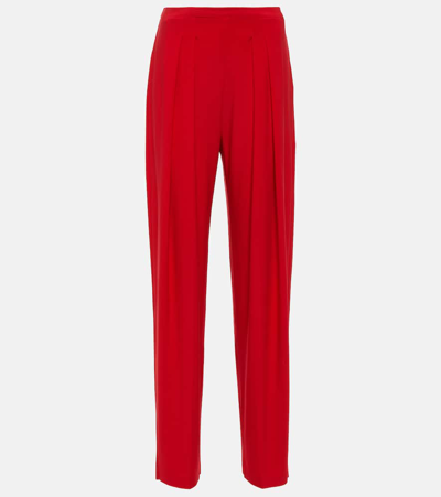 Norma Kamali Low-rise Pleated Slim Pants In Red