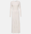 GABRIELA HEARST WALSH PLEATED WOOL AND SILK MIDI DRESS