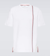 Thom Browne Crewneck T-shirt With Tricolor Intarsia In White