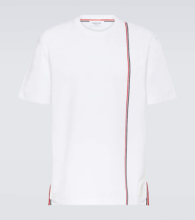 Thom Browne Rwb Stripe Cotton Jersey T-shirt In White