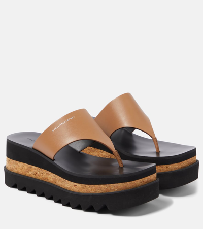 Stella Mccartney Sneakelyse Vegan Platform Thong Sandals In Brown