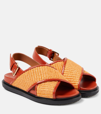 Marni Fussbett Raffia Crisscross Slingback Sandals In Arabesquearabesqu