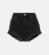 Isabel Marant Eneidao Fringed Cotton Denim Shorts In Black