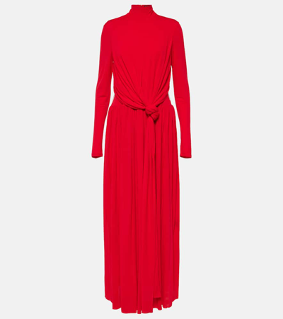 Proenza Schouler Meret垂褶绉纱针织中长连衣裙 In Red