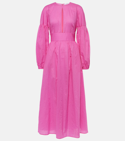 Marysia Roset Puff-sleeve Cotton Maxi Dress In Pink