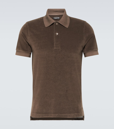 Tom Ford Towelling Cotton-blend Polo Shirt In Brown