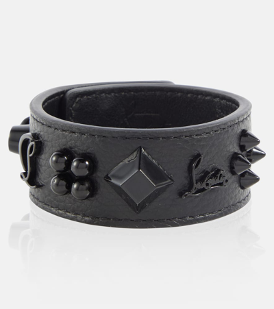 Christian Louboutin Paloma Embellished Leather Bracelet In Black