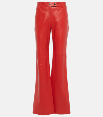 Dorothee Schumacher Sleek Statement Leather Straight Trousers In Red