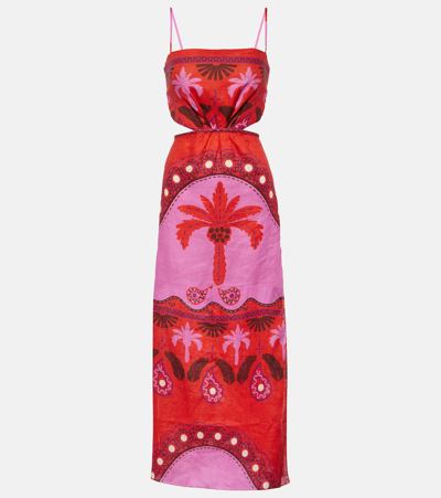 Johanna Ortiz Spec Wilderness Tie Back Maxi Dress In Carnival Redpink