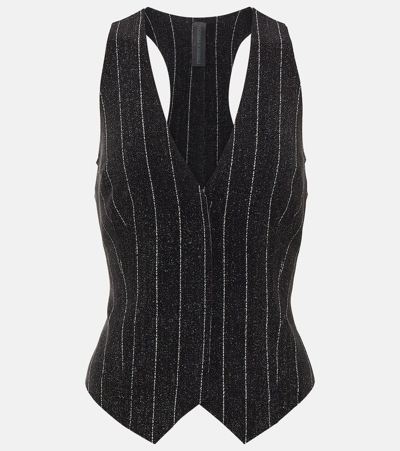 Norma Kamali Women's Pinstriped Racerback Vest In Black