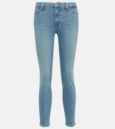 7 For All Mankind Embellished High-rise Skinny Jeans In Blue