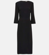 The Row Jery Strong-shoulder Long-sleeve Silk Maxi Dress In Black