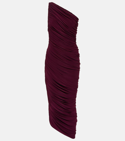 Norma Kamali Diana Ruched Jersey Midi Dress In Purple