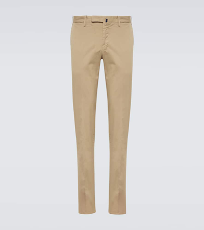 Incotex Cotton-blend Slim Pants In Beige