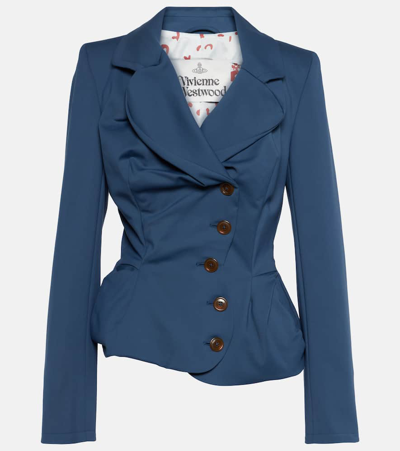 Vivienne Westwood Tailored Asymmetric Cotton-blend Blazer In Blue