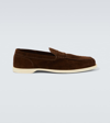 John Lobb Dark Brown Suede Casual Shoes With Velcro Closure In Brown
