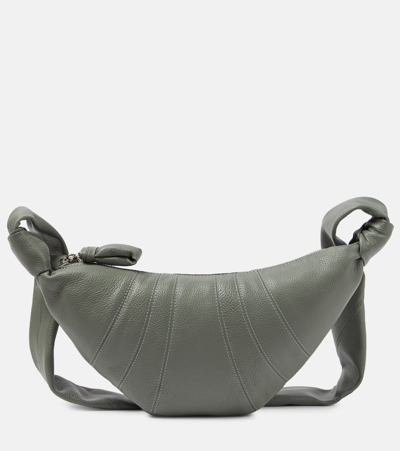 Lemaire Croissant Small Leather Shoulder Bag In Green