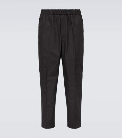 Jil Sander Tapered Cotton Pants In Black