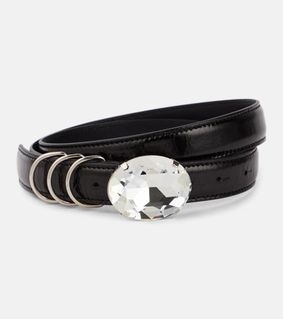 Alessandra Rich Embellished Leather Belt In Black