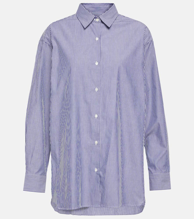 Nili Lotan Yorke Striped Cotton Poplin Shirt In Blue