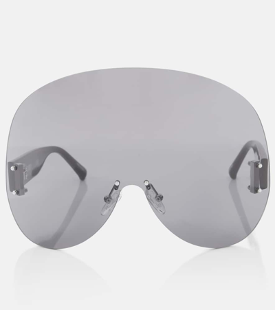 Attico X Linda Farrow Karl Mask Sunglasses In Black  Silver  & Grey