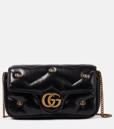 Gucci Gg Marmont Mini Leather Shoulder Bag In Black