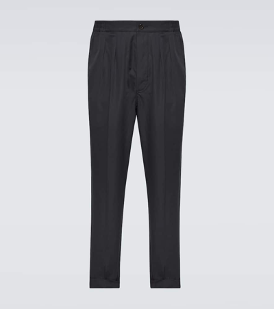 Tom Ford Cotton And Silk Straight Trousers In Black