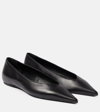Totême Leather Asymmetric Ballerinas Black In Black