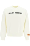 Heron Preston Logo Print Cotton Crewneck Sweatshirt In White