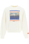 Heron Preston Heron Print Cotton Crewneck Sweatshirt In White