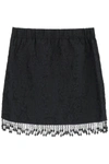Ganni + Net Sustain Bead-embellished Fringed Recycled-cloqué Mini Skirt In Black