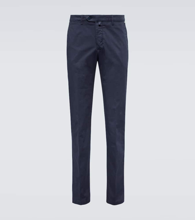 Kiton Cotton-blend Chinos In Blue