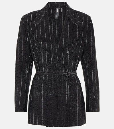 Norma Kamali Pinstripe Jersey Blazer In Black