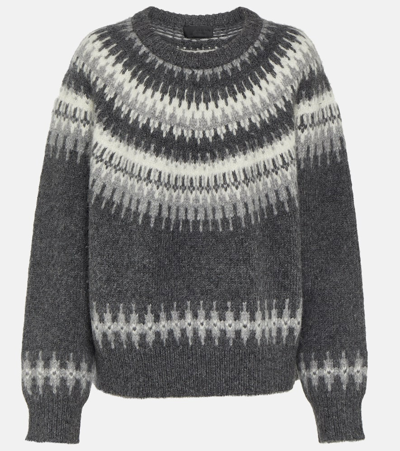 Nili Lotan Genevive Intarsia Alpaca Sweater In Grey Fair Isle