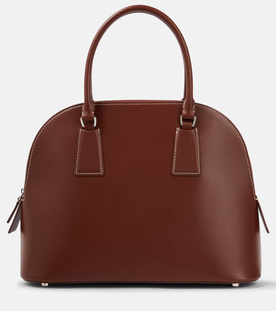 The Row Nina Small Leather Tote Bag In Brown