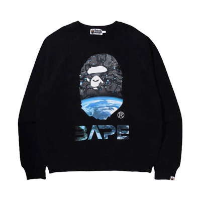 Pre-owned Bape Space Camo Ape Head Loose Fit Crewneck 'black'