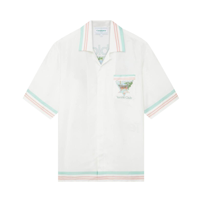 Pre-owned Casablanca Cuban Collar Short-sleeve Shirt 'tennis Club Icon Pastelle' In White