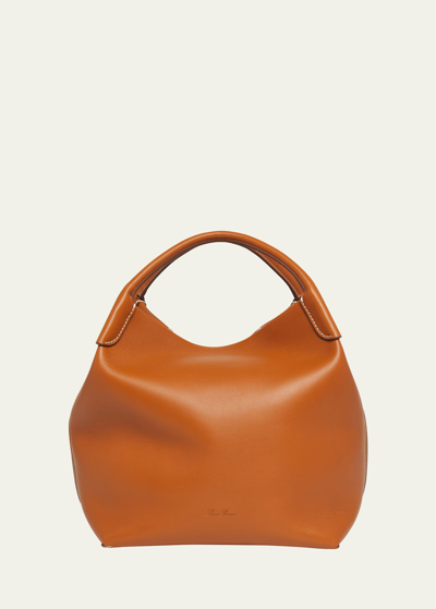 Loro Piana Bale Large Leather Bag In L08p Warm Tan