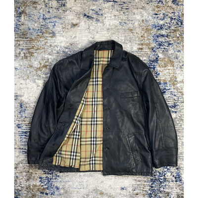 Pre-owned Burberry 80's  Leather Coat In Black