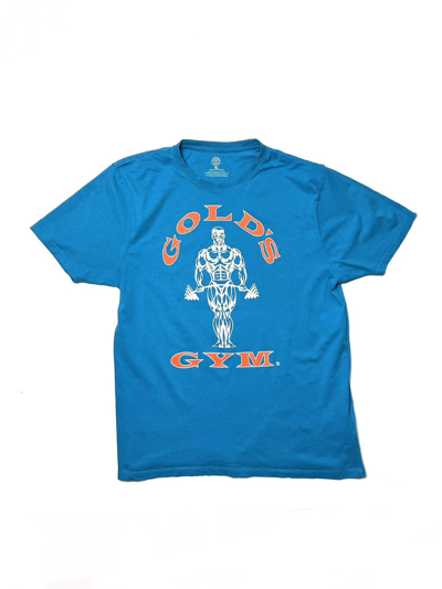 Pre-owned Gymshark X Vintage Y2k Gold's Gym Usa Fitness Sport Style Big Logo Tee In Blue