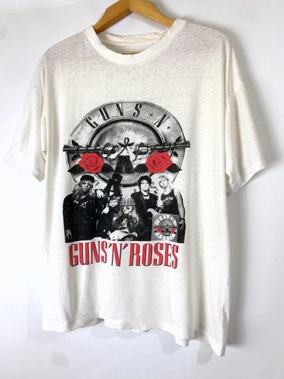Pre-owned Band Tees X Rock T Shirt 80's Vintage Guns N Roses Paper Thin Hard Rock Band T-shirt In Off White