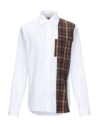 Pre-owned Marni Classic White Shirt Wool Flannel Brown Check Distress Panel