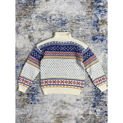 Pre-owned Vintage Handknitted Norway Wool Sweater In Cream