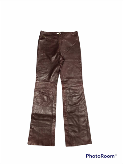 Pre-owned Calvin Klein X Leather Vintage Calvin Klien Jeans Leather Trousers Pants In Cherry Red