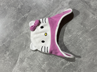 Pre-owned Avant Garde Vitnage Y2k Hello Kitty Face Ushanka Hat Beanie Street Style In Pink White