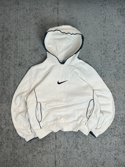 Pre-owned Nike X Vintage Nike Vintage Center Swoosh Oversize Boxy Hoodie In White