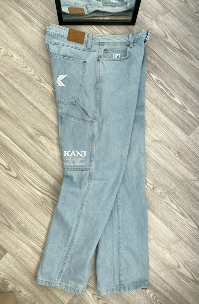 Pre-owned Karl Kani X Rap Tees Karl Kani Multipocket Baggy Cargo Pants Jeans In Blue