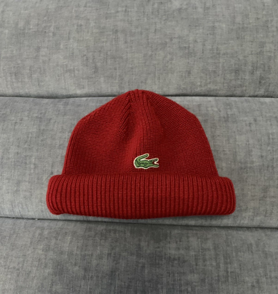 Pre-owned Hat X Lacoste Vintage Beanie Lacoste Hat Made In France In Red
