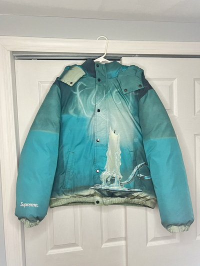 Pre-owned Supreme ‘fuck' Down Jacket Candle Puffer In Blue